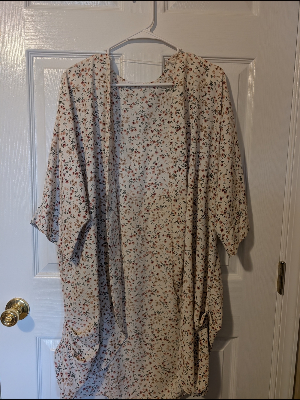 Chic Soul Cream Floral Open-Front Cardigan